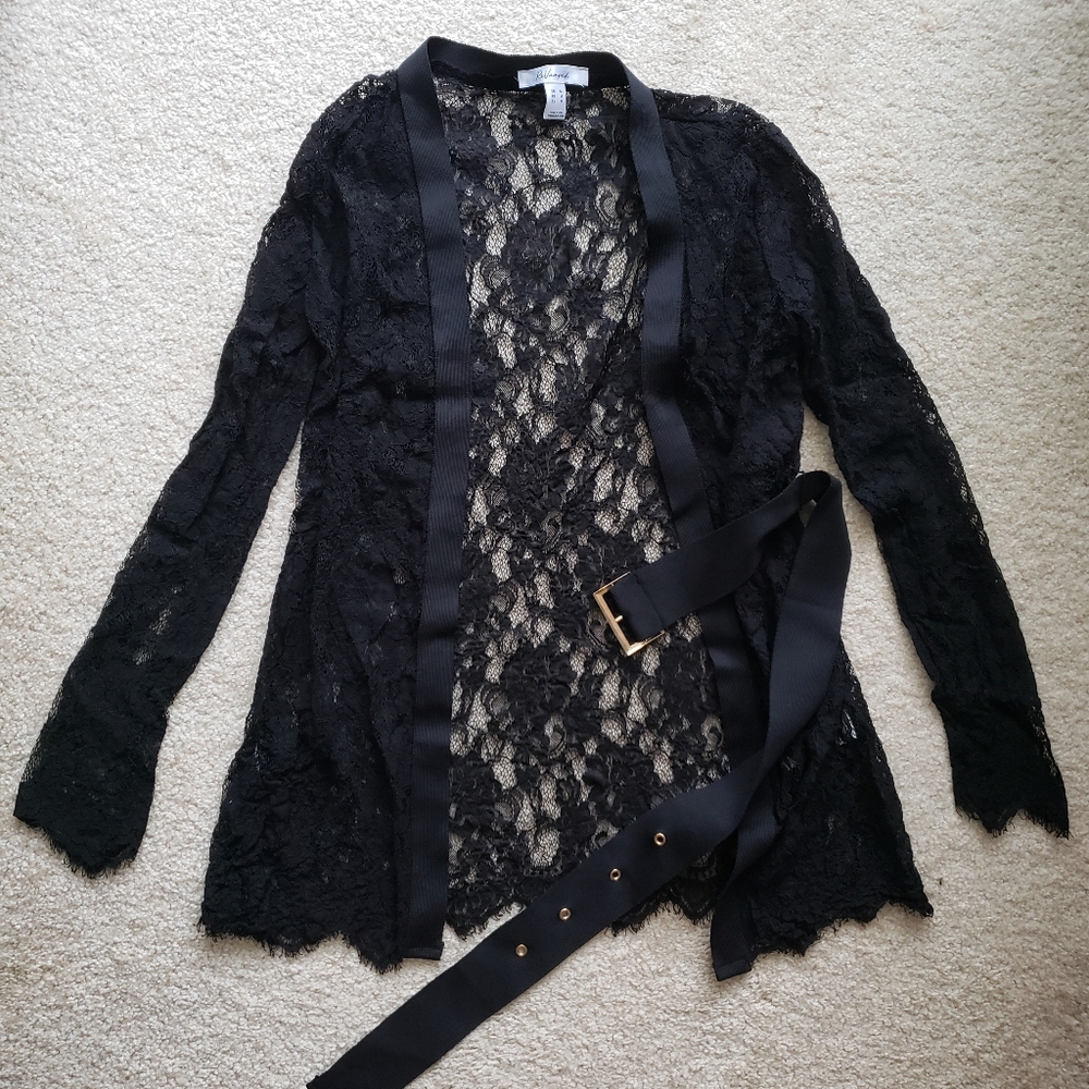 Sirens Revamped Lacey Black Top with Belt